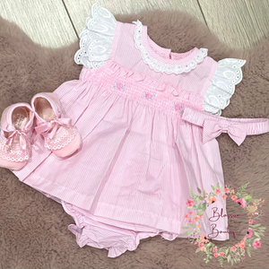 Pink Rose Smocked Dress Set